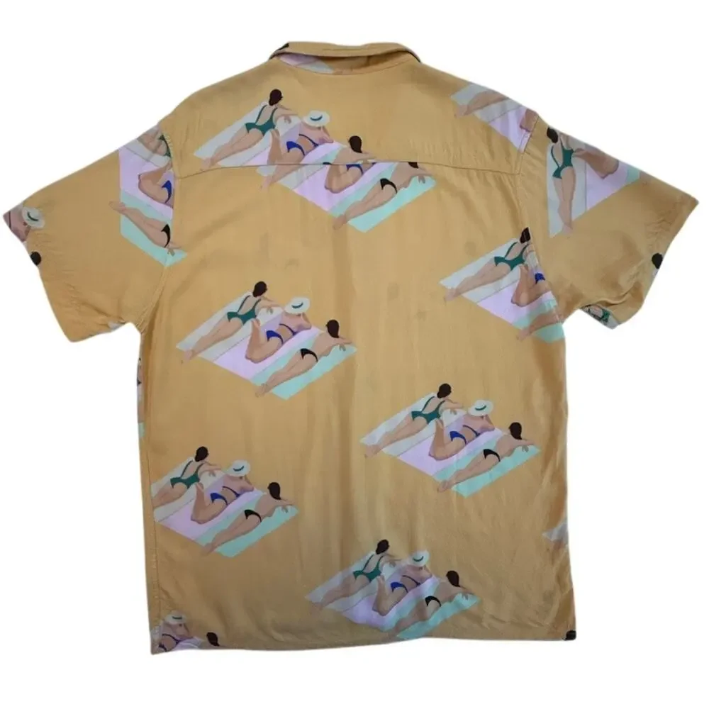 Duvin Design Co. "Have A Day" Button-Up Shirt Beach Sunbather Print Men Size M - Picture 2 of 11